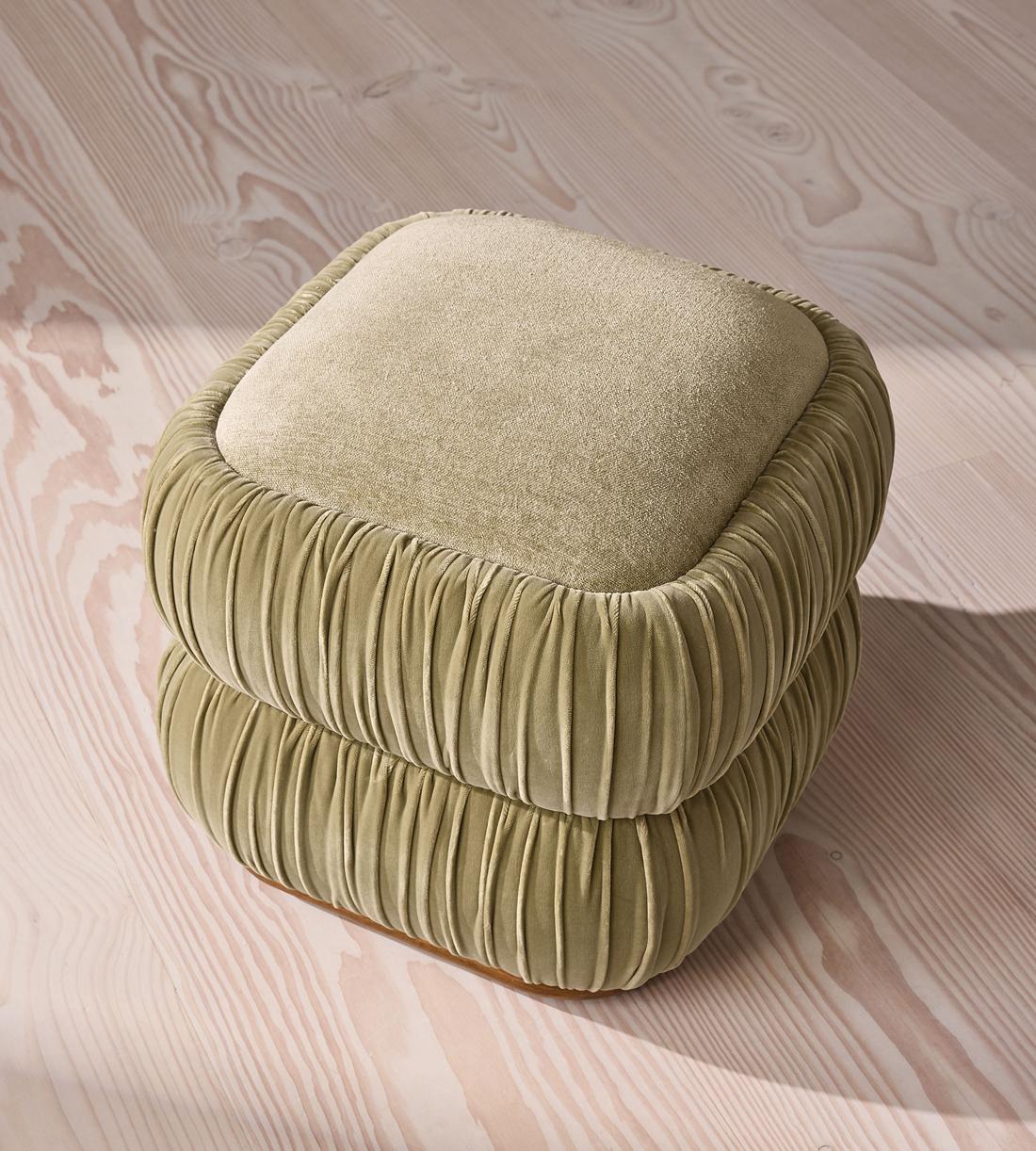 Tabitha Footstool - Velvet & Linen Chenille - Lichen - US - Images - Image 3