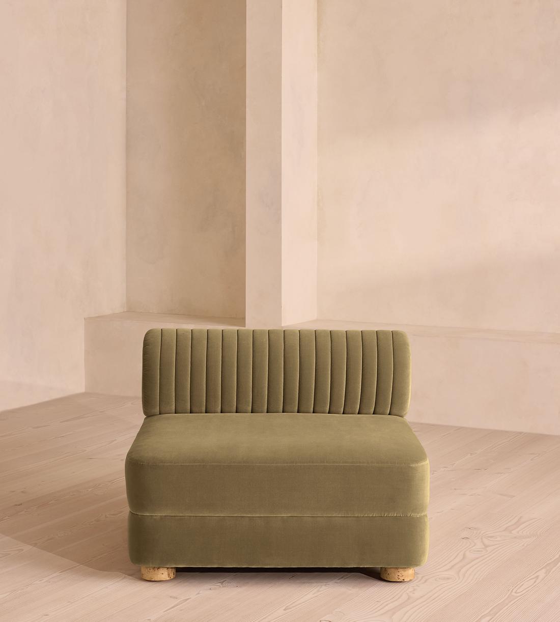 Caleb Sectional Sofa - Blonde Burl - Armless Module - Velvet - Lichen - US - Listing - Image 1