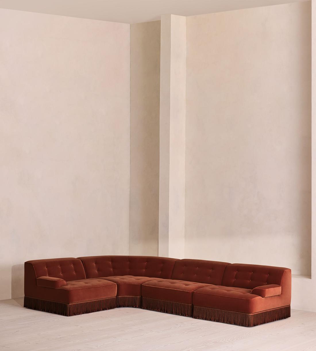 Elowen Sectional Sofa - L-Shape Sofa - Velvet - Rust US - Listing - Image 1