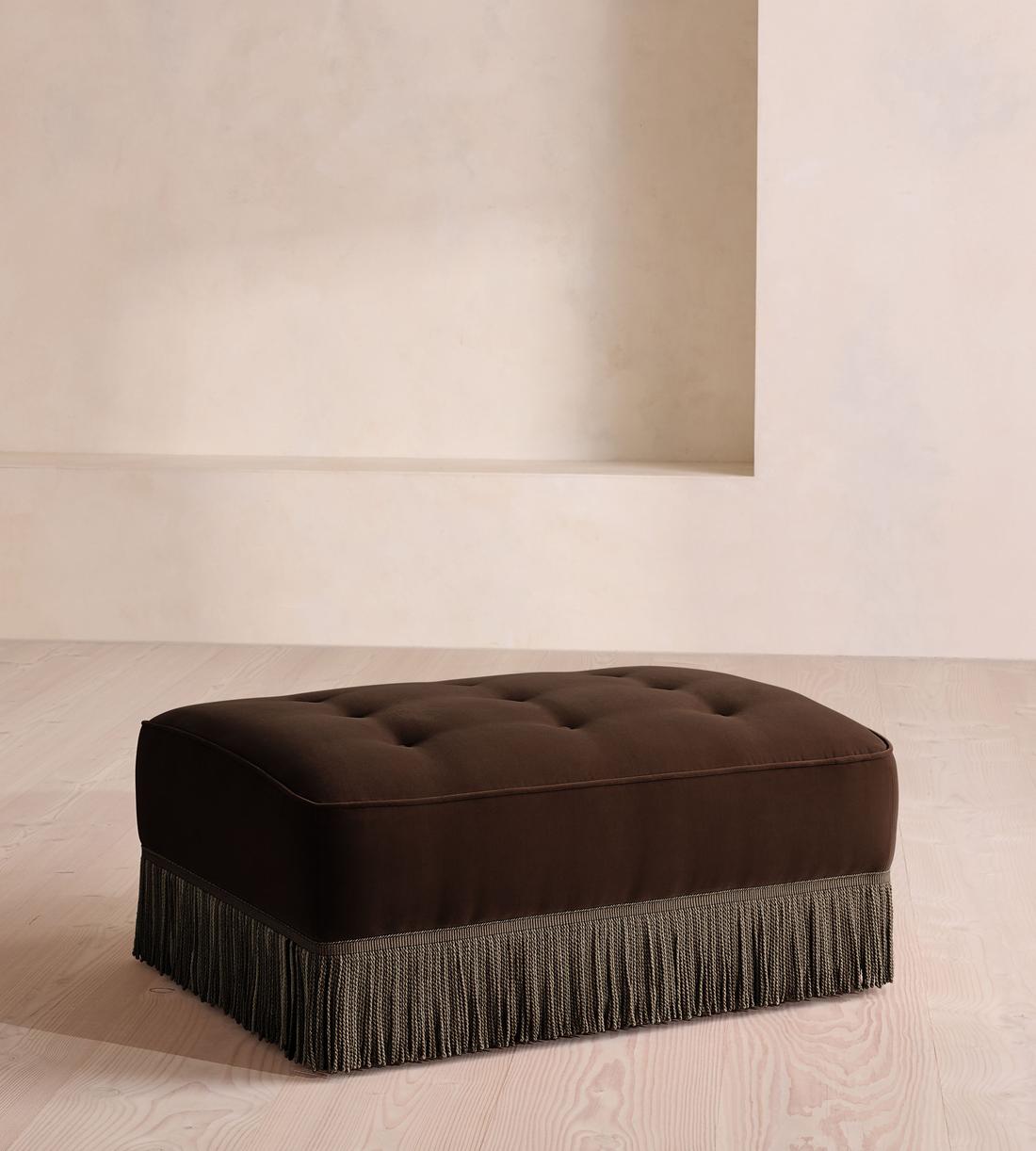 Elowen Ottoman - Velvet - Chocolate - US - Listing - Image 1