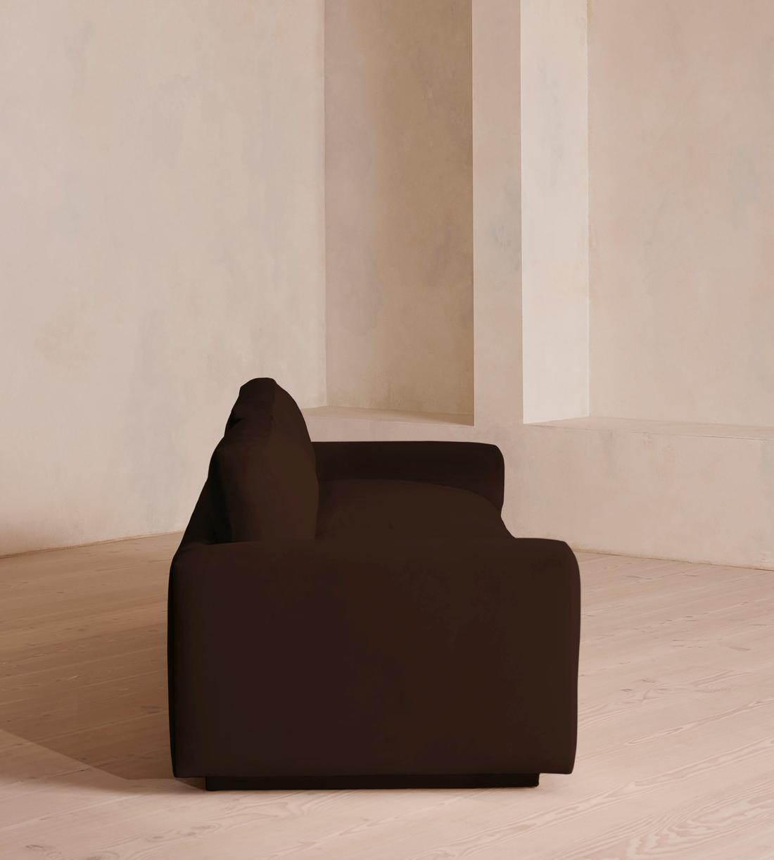 Mossley Four Seater Sofa - Velvet - Chocolate Brown - Images - Image 3