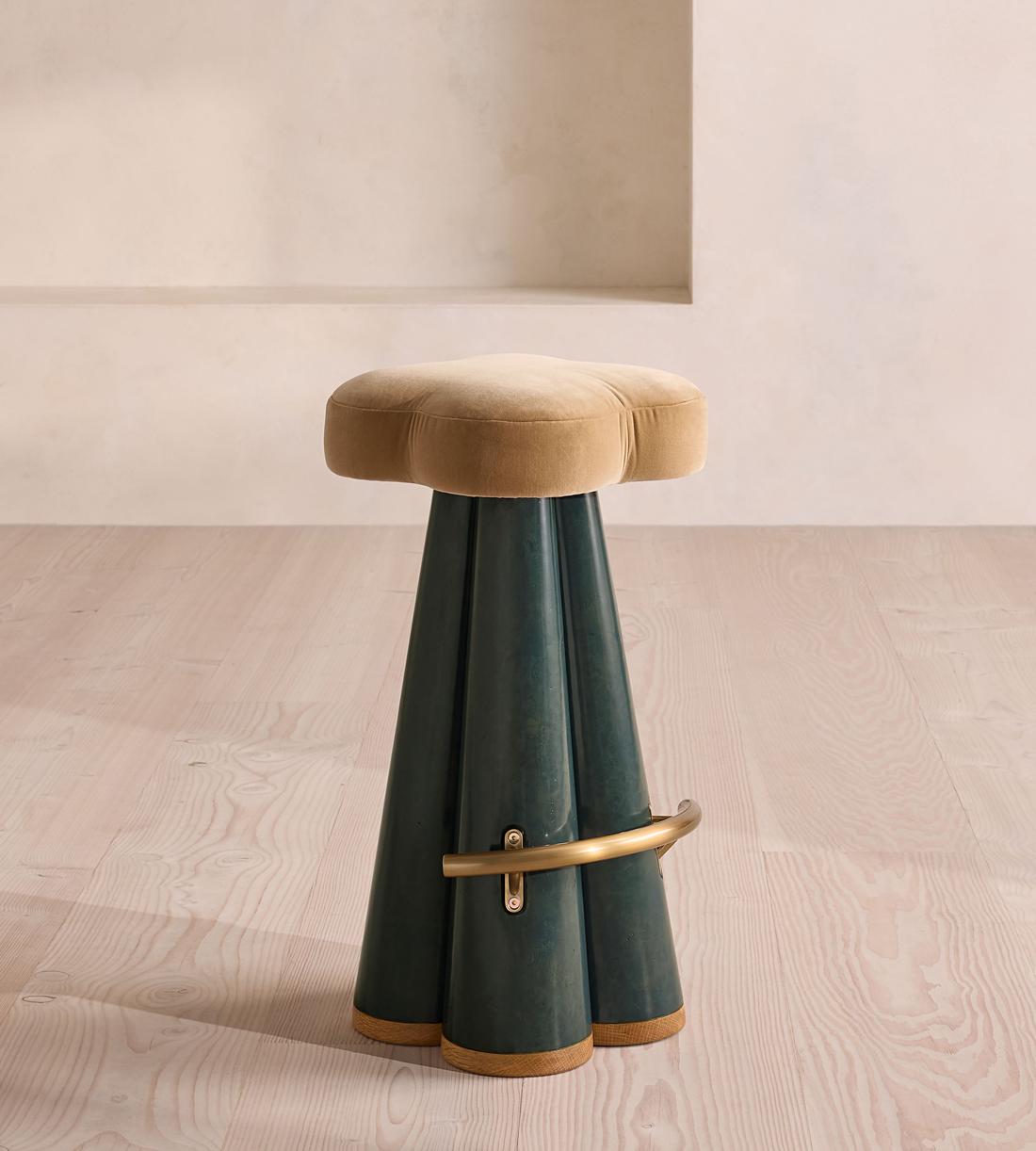 Albany Barstool - Velvet - Camel - UK - Listing - Image 1