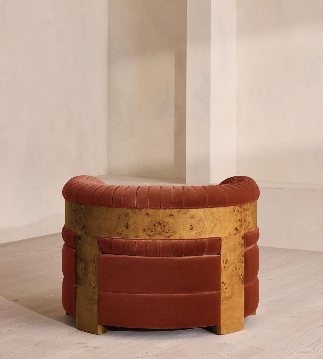 Caleb Armchair - Dark Burl - Velvet - Rust - US - Images - Image 5