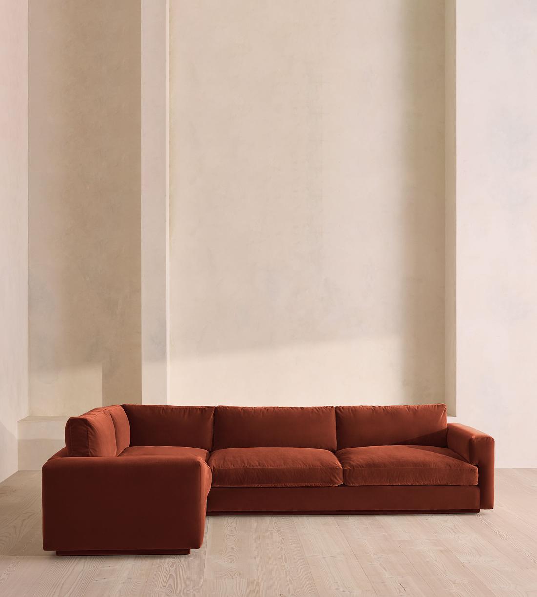 Mossley Right L-Shape Sofa - Velvet - Rust - Listing - Image 2