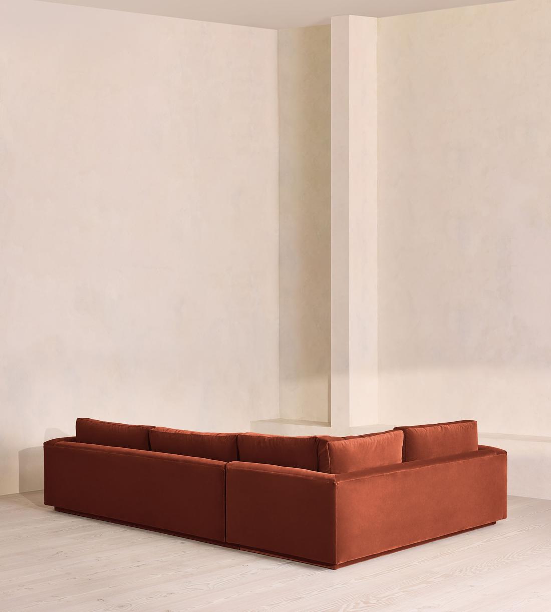 Mossley Right L-Shape Sofa - Velvet - Rust - Images - Image 3