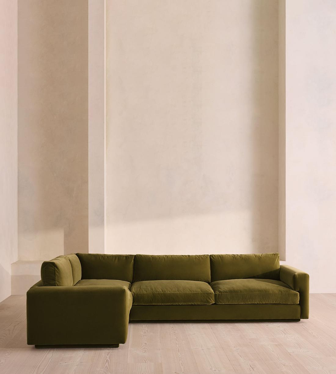 Mossley Left L-Shape Sofa - Velvet - Olive - UK - Listing - Image 2