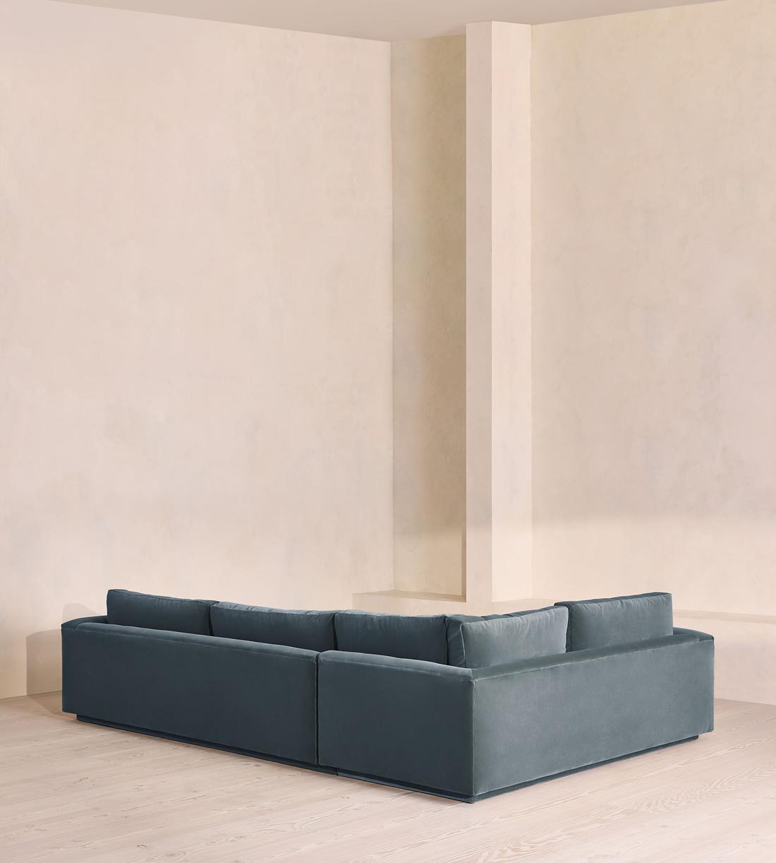 Mossley Left L-Shape Sofa - Velvet - Grey Blue - UK - Images - Image 3