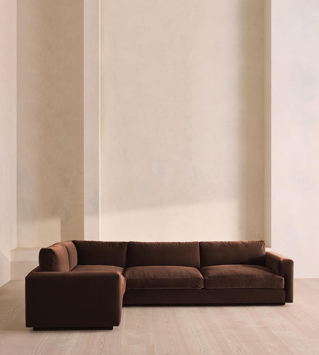 Mossley Left L-Shape Sofa - Velvet - Chocolate - Listing - Image 2