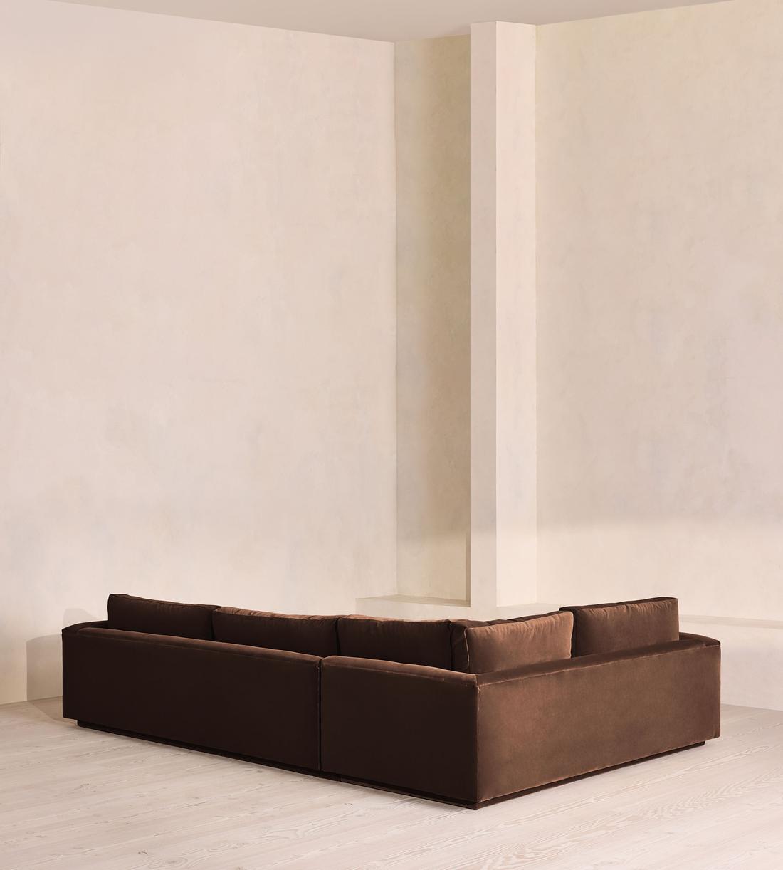 Mossley Left L-Shape Sofa - Velvet - Chocolate - Images - Image 3