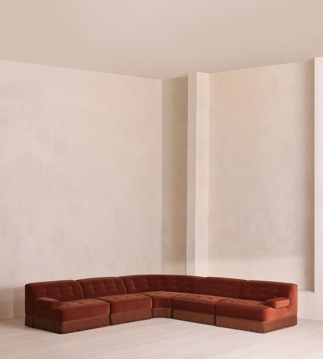 Elowen Modular Sofa - Corner Sofa - Velvet - Rust US - Listing - Image 1