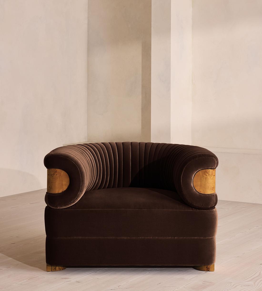 Caleb Armchair - Dark Burl - Velvet - Chocolate - US - Listing - Image 2