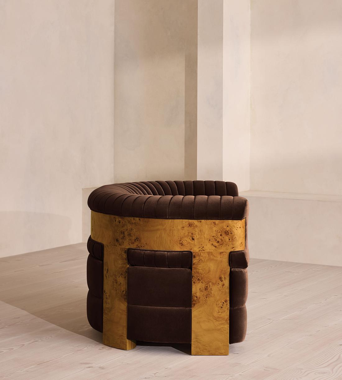 Caleb Armchair - Dark Burl - Velvet - Chocolate - US - Images - Image 3