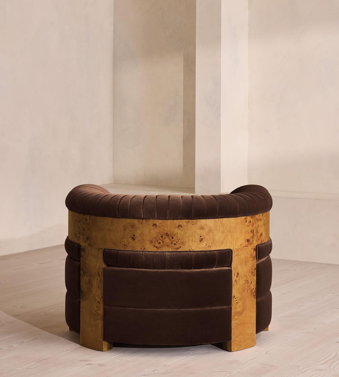 Caleb Armchair - Dark Burl - Velvet - Chocolate - US - Images - Image 4
