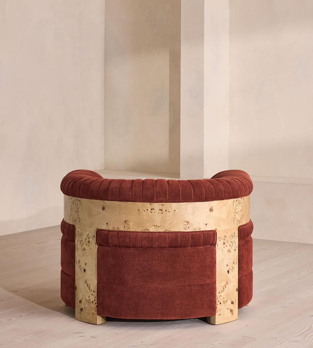 Caleb Armchair - Blonde Burl - Linen Chenille Rust - UK - Images - Image 4