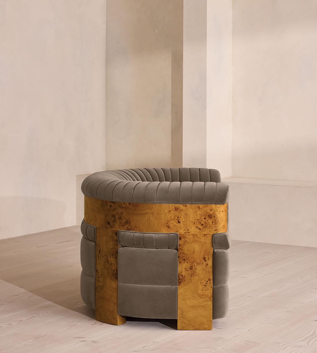 Caleb Armchair - Dark Burl - Velvet - Taupe - UK - Images - Image 3
