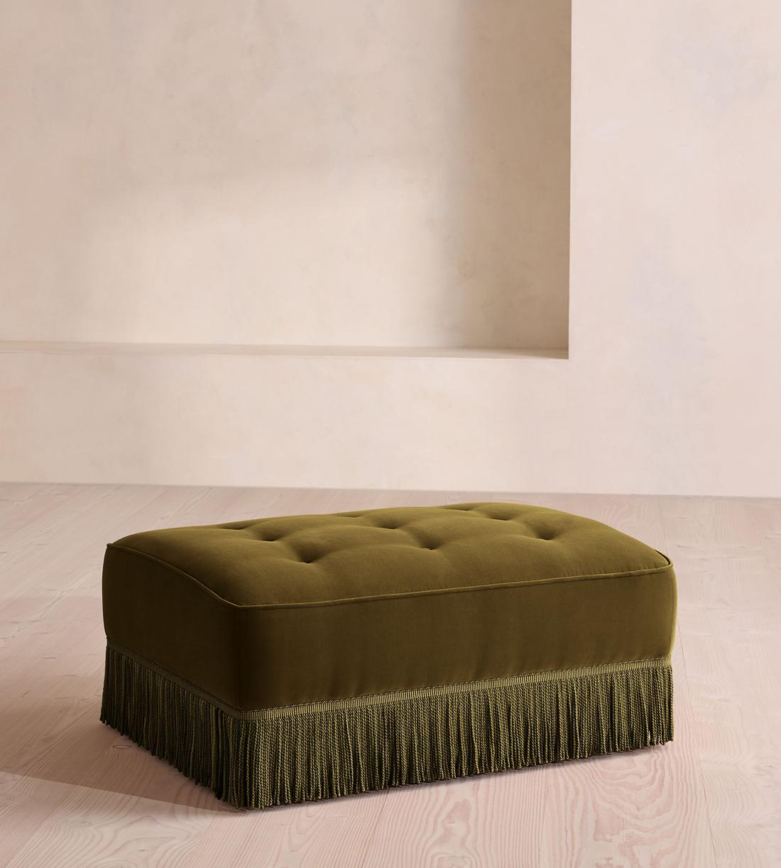 Elowen Ottoman - Velvet - Olive - UK - Listing - Image 1