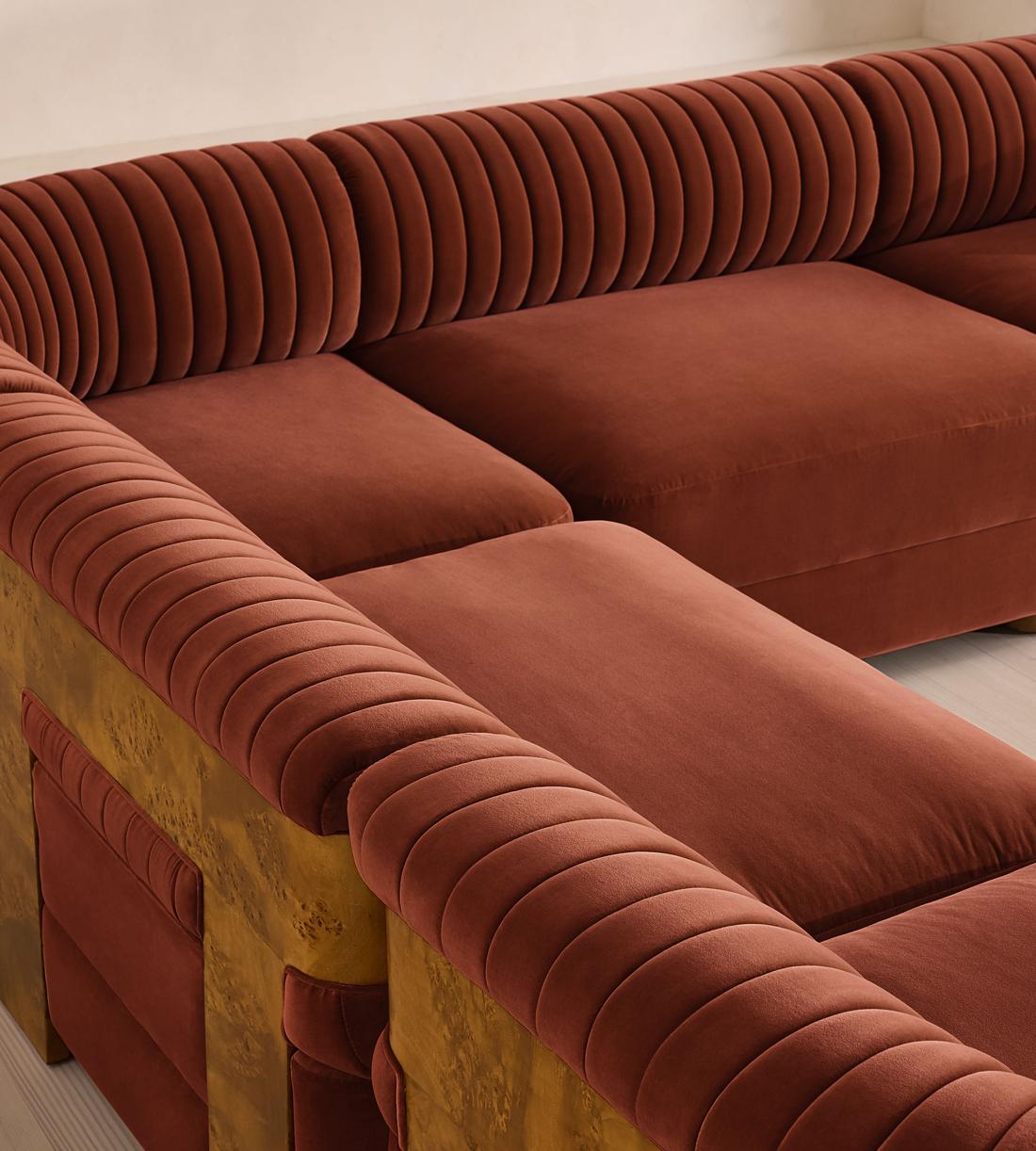 Caleb Modular Corner Sofa - Velvet - Rust - Dark Burl - UK - Images - Image 4