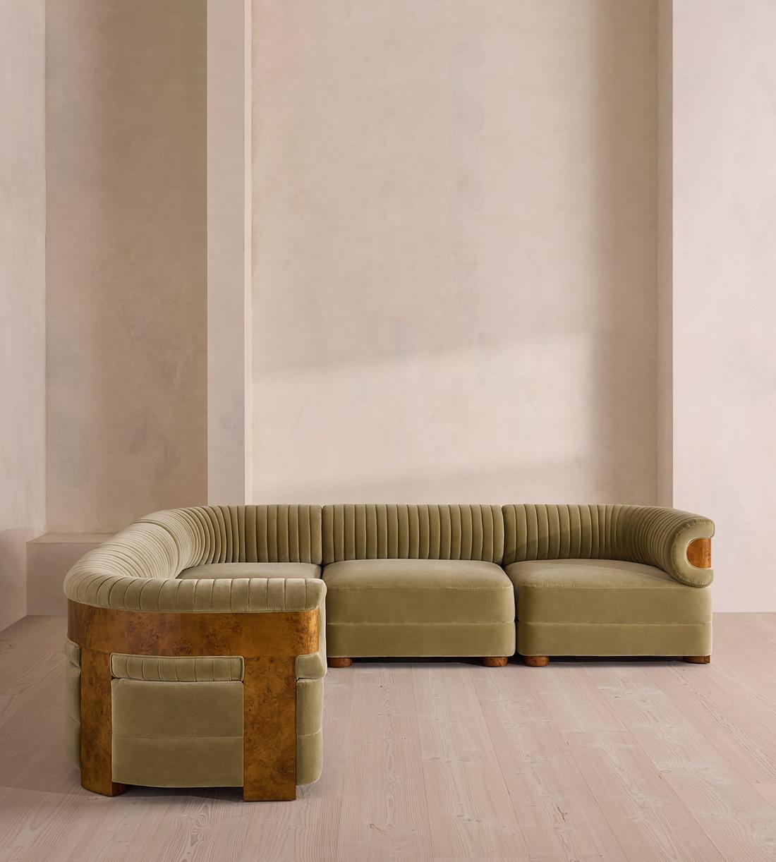 Caleb Modular Corner Sofa - Velvet - Lichen - Dark Burl - UK - Listing - Image 2