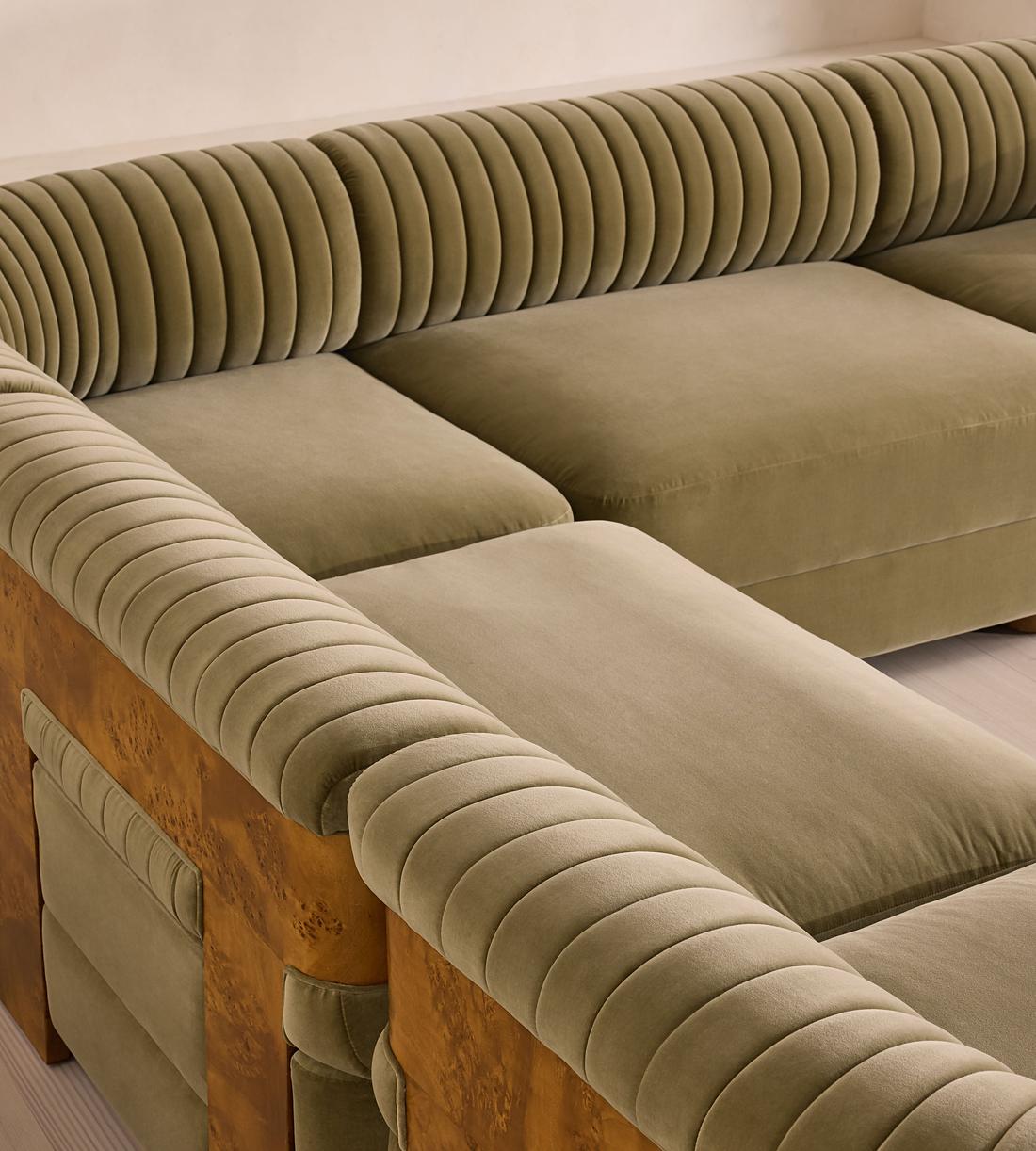 Caleb Modular Corner Sofa - Velvet - Lichen - Dark Burl - UK - Images - Image 4