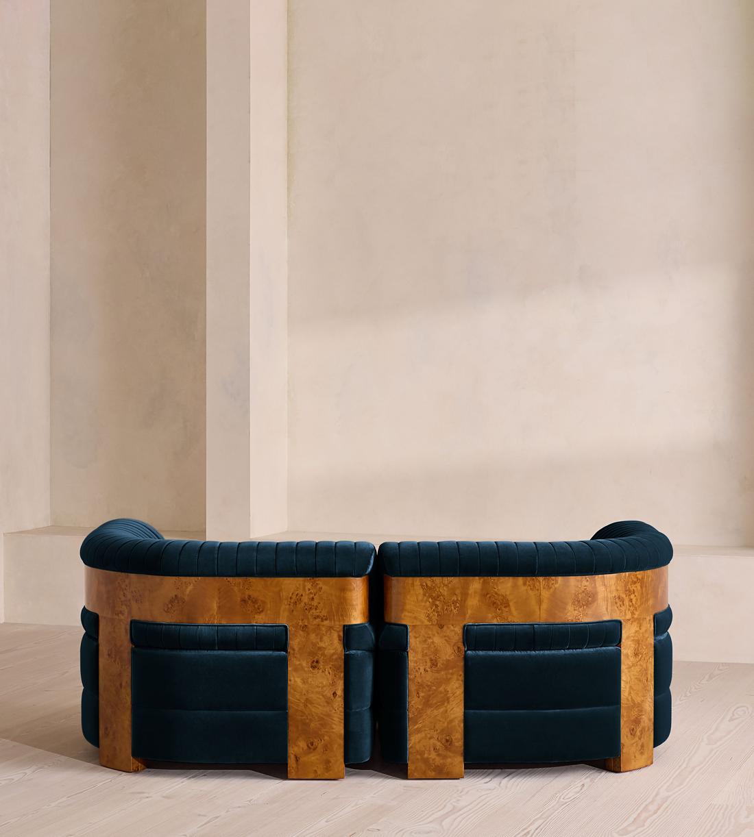 Caleb Modular Three Seater Sofa - Velvet - Royal Blue - Dark Burl - UK - Images - Image 4