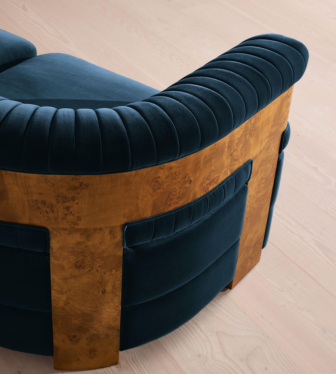 Caleb Modular L-Shape Sofa - Velvet - Royal Blue - Dark Burl - UK - Images - Image 4