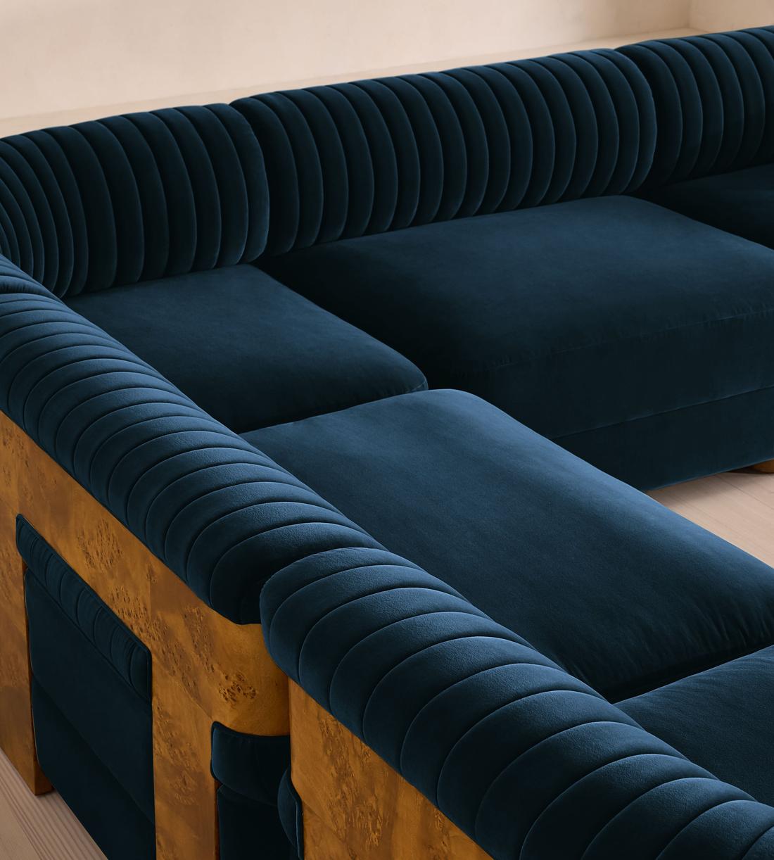 Caleb Modular Corner Sofa - Velvet - Royal Blue - Dark Burl - UK - Images - Image 4