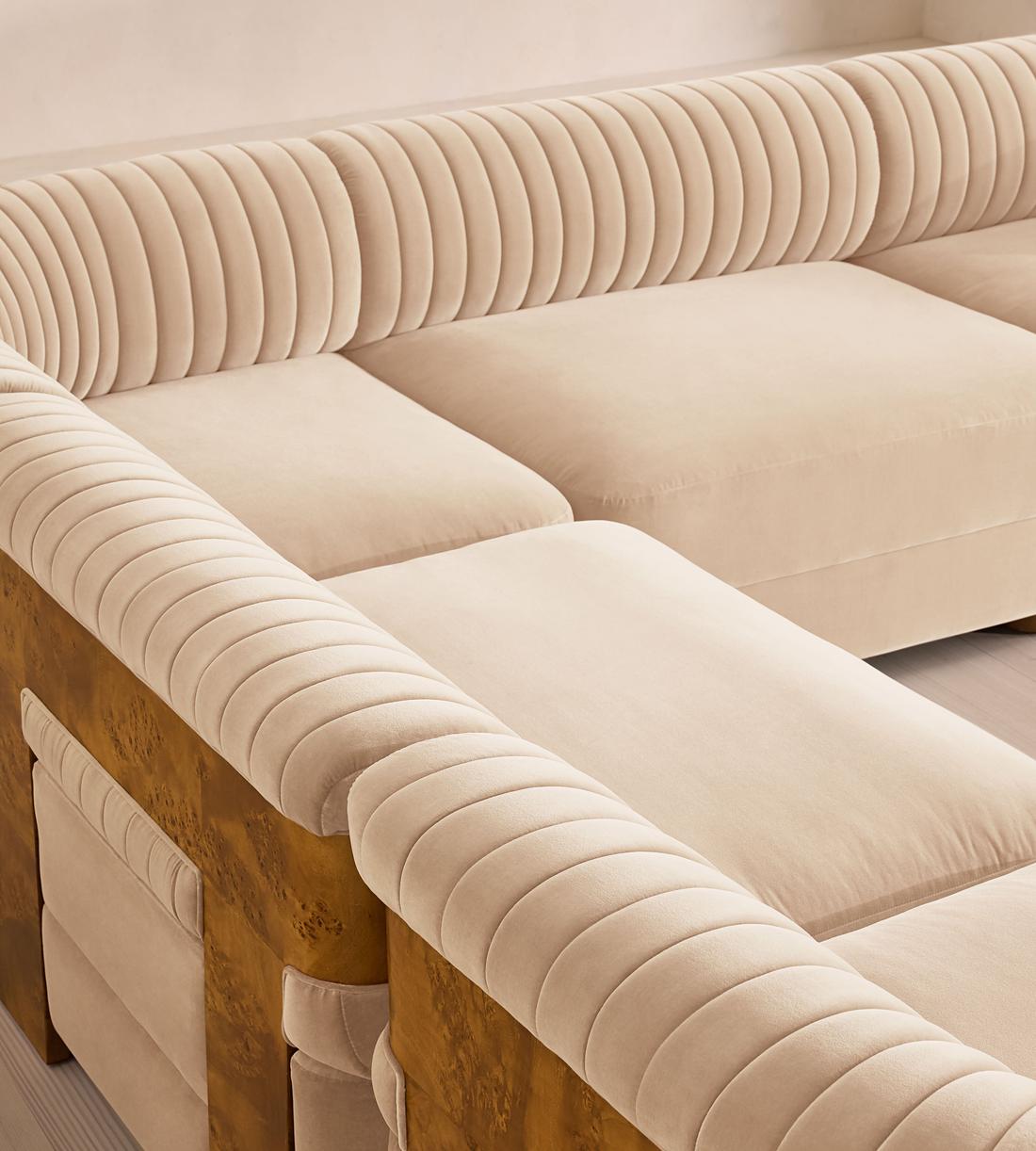 Caleb Modular Corner Sofa - Velvet - Porcelain - Dark Burl - UK - Images - Image 4