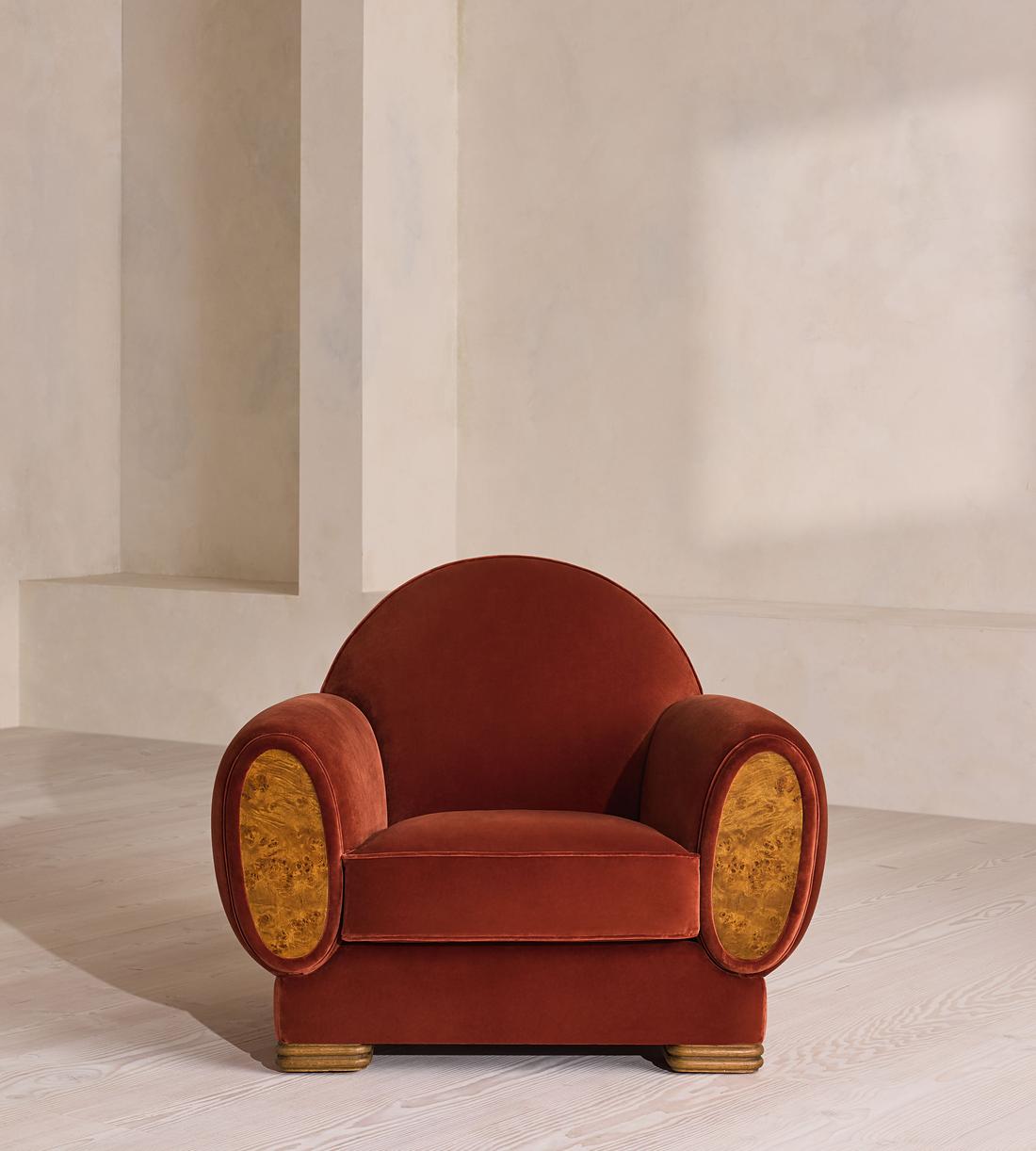 Aubin Armchair - Velvet - Rust - Listing - Image 4