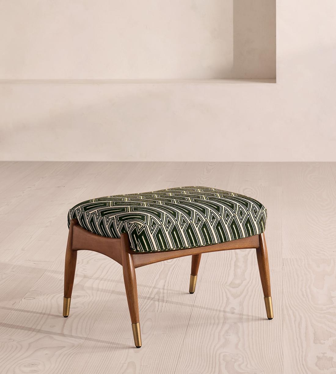 Theodore Footstool - Vende Jacquard - Olive - Listing - Image 1