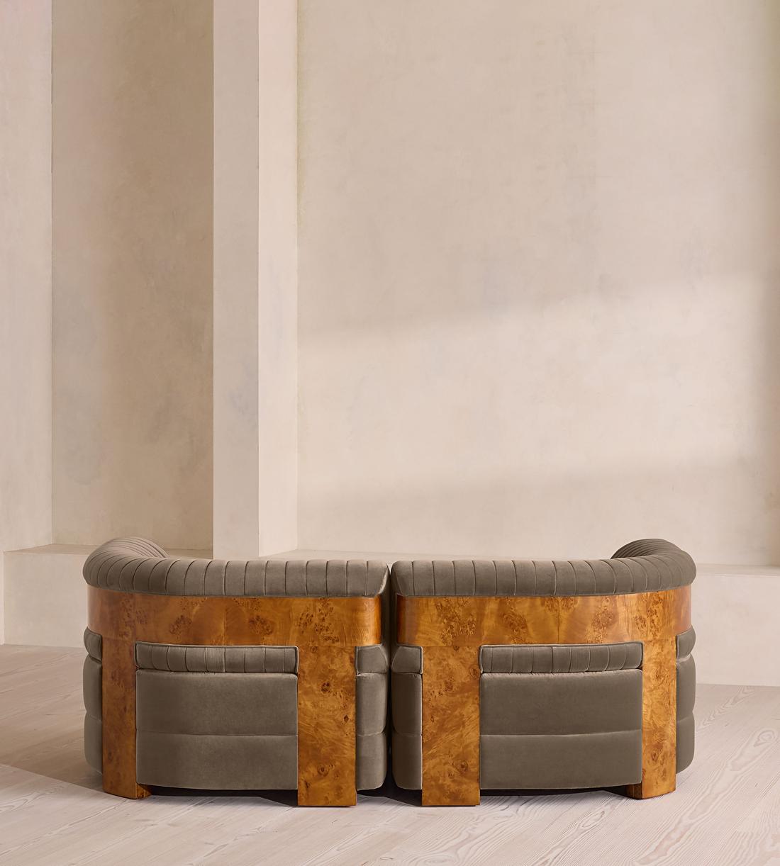 Caleb Modular Three Seater Sofa - Velvet - Taupe - Dark Burl - UK - Images - Image 4