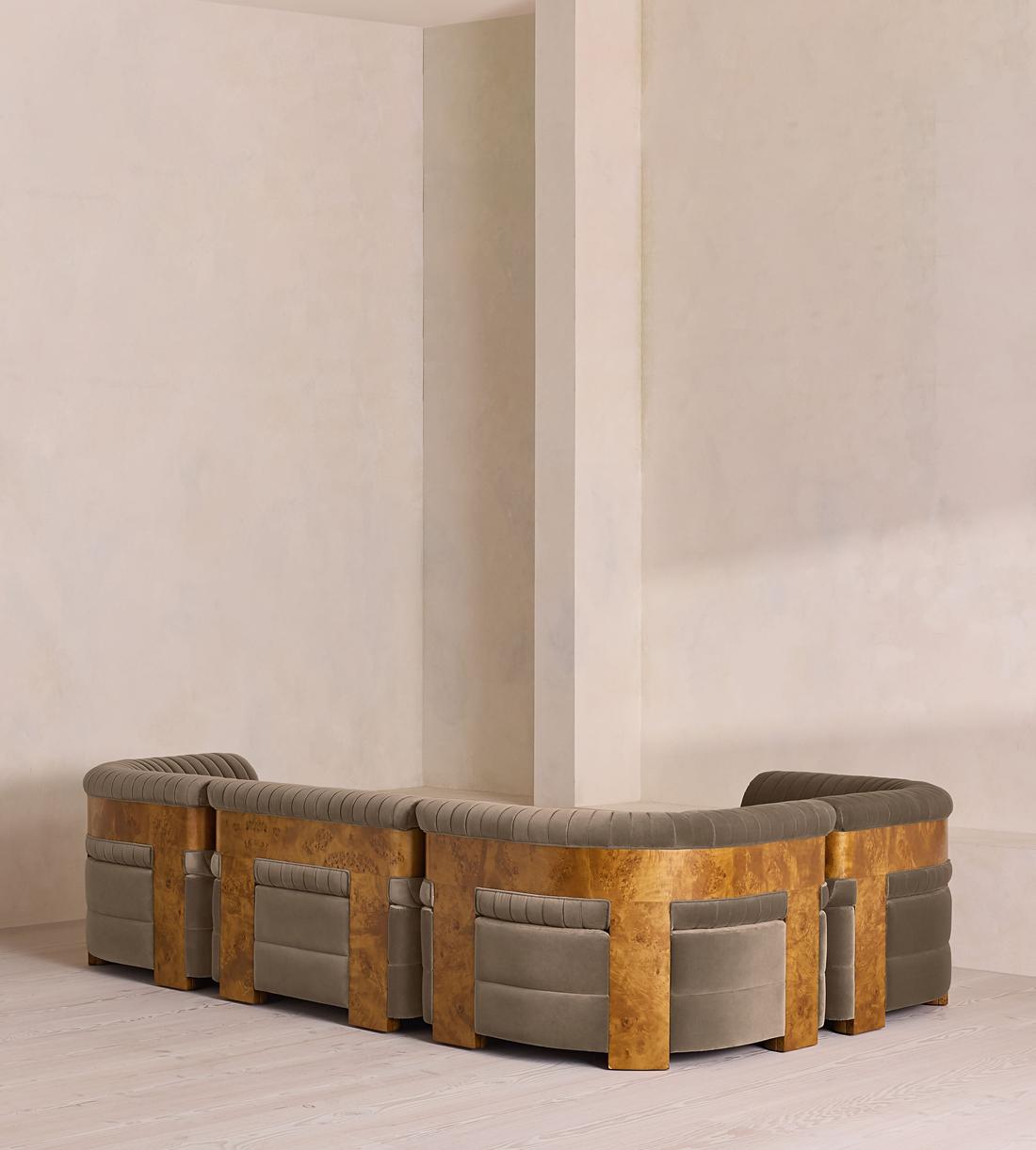 Caleb Modular L-Shape Sofa - Velvet - Taupe - Dark Burl - UK - Images - Image 3