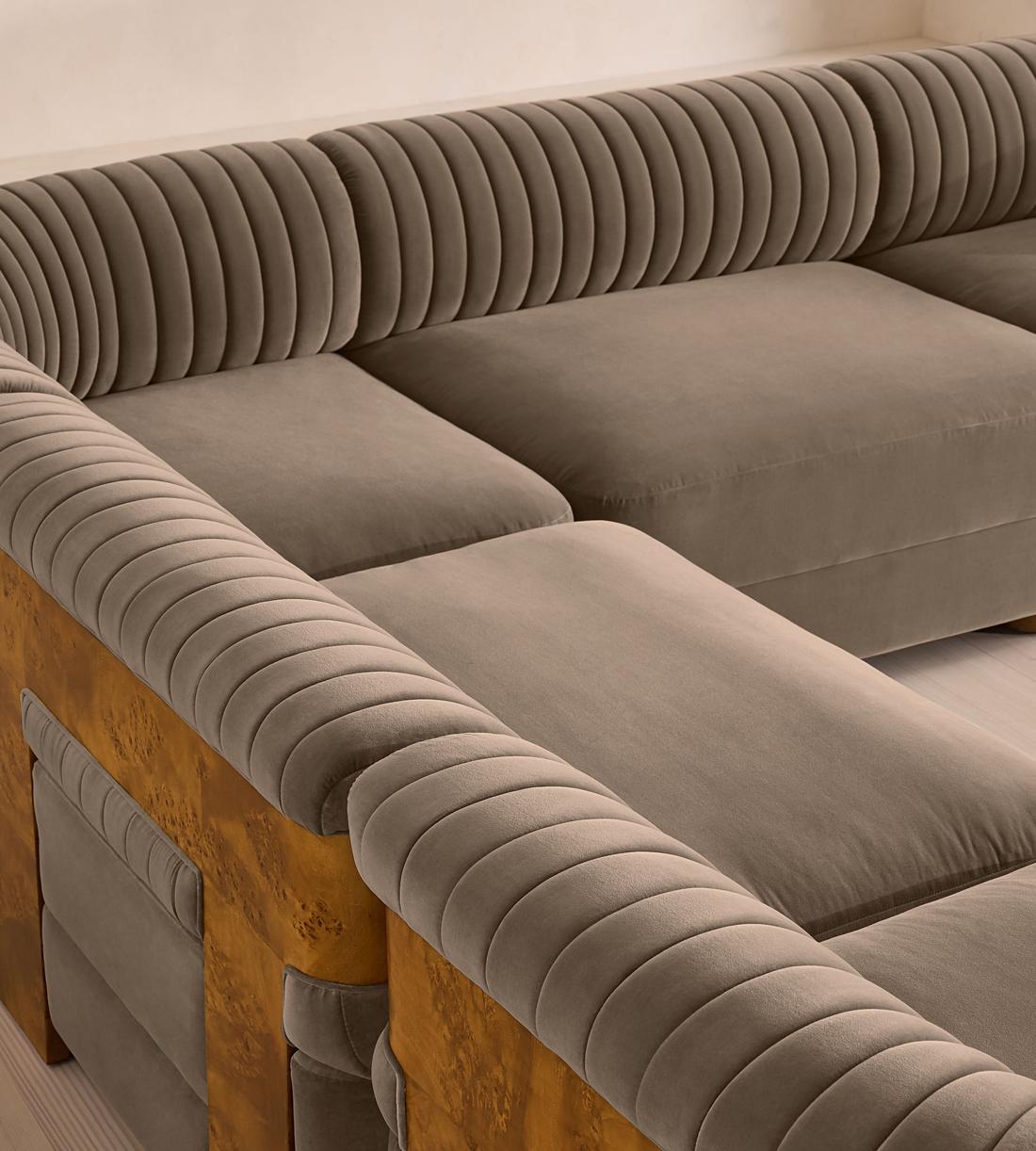 Caleb Modular Corner Sofa - Velvet - Taupe - Dark Burl - UK - Images - Image 4