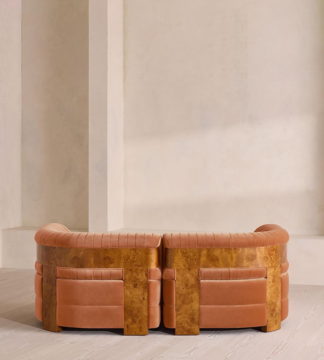 Caleb Modular Three Seater Sofa - Velvet - Antique Rose - Dark Burl - UK - Images - Image 4
