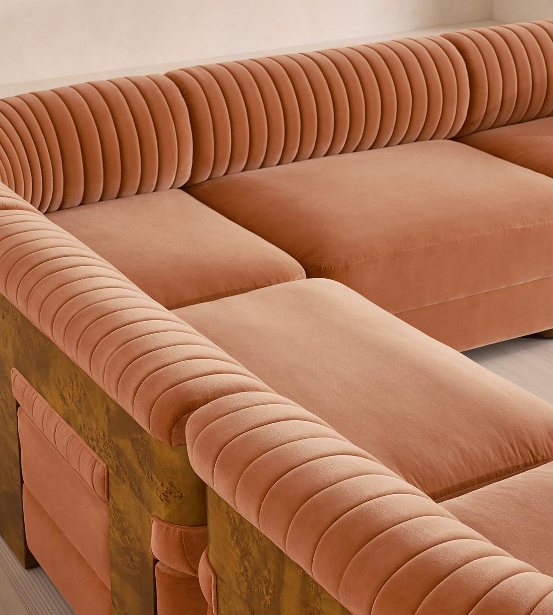 Caleb Modular Corner Sofa - Velvet - Antique Rose - Dark Burl - UK - Images - Image 4