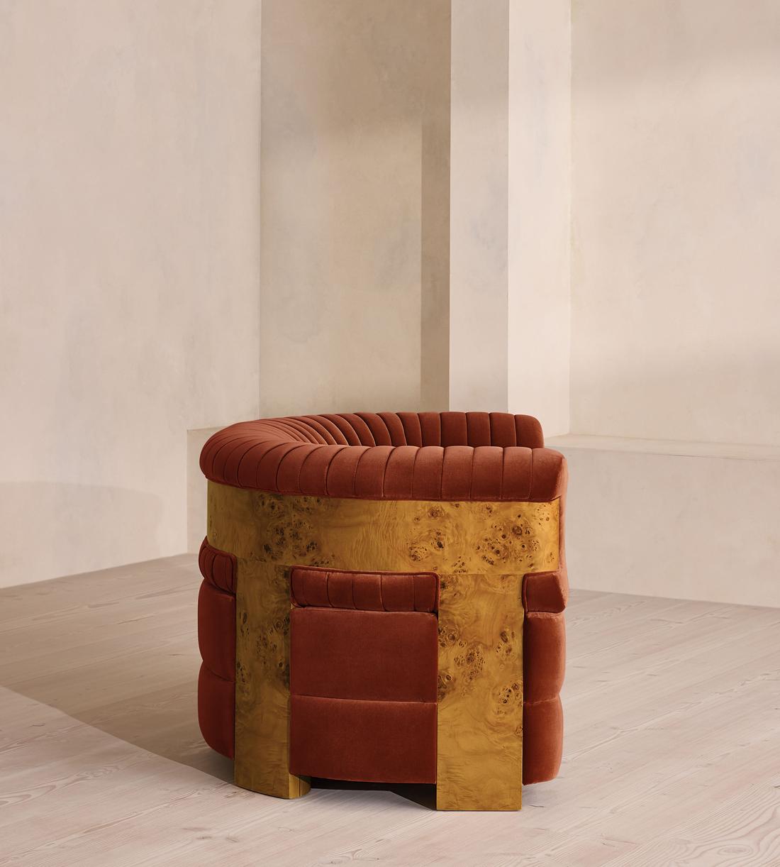 Caleb Armchair - Dark Burl - Velvet - Rust - UK - Images - Image 4