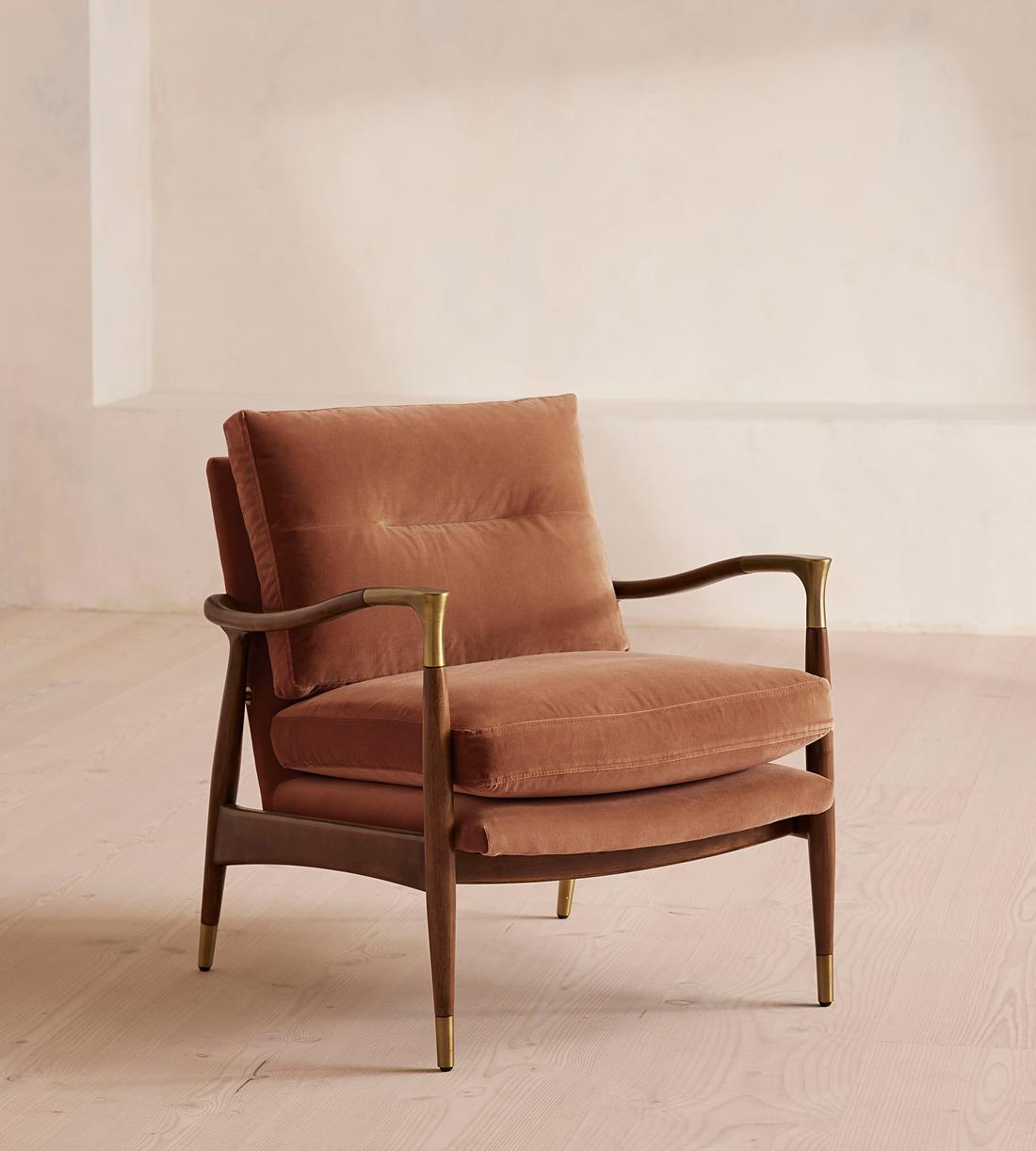 Theodore Armchair - Velvet - Antique Rose - Listing - Image 1