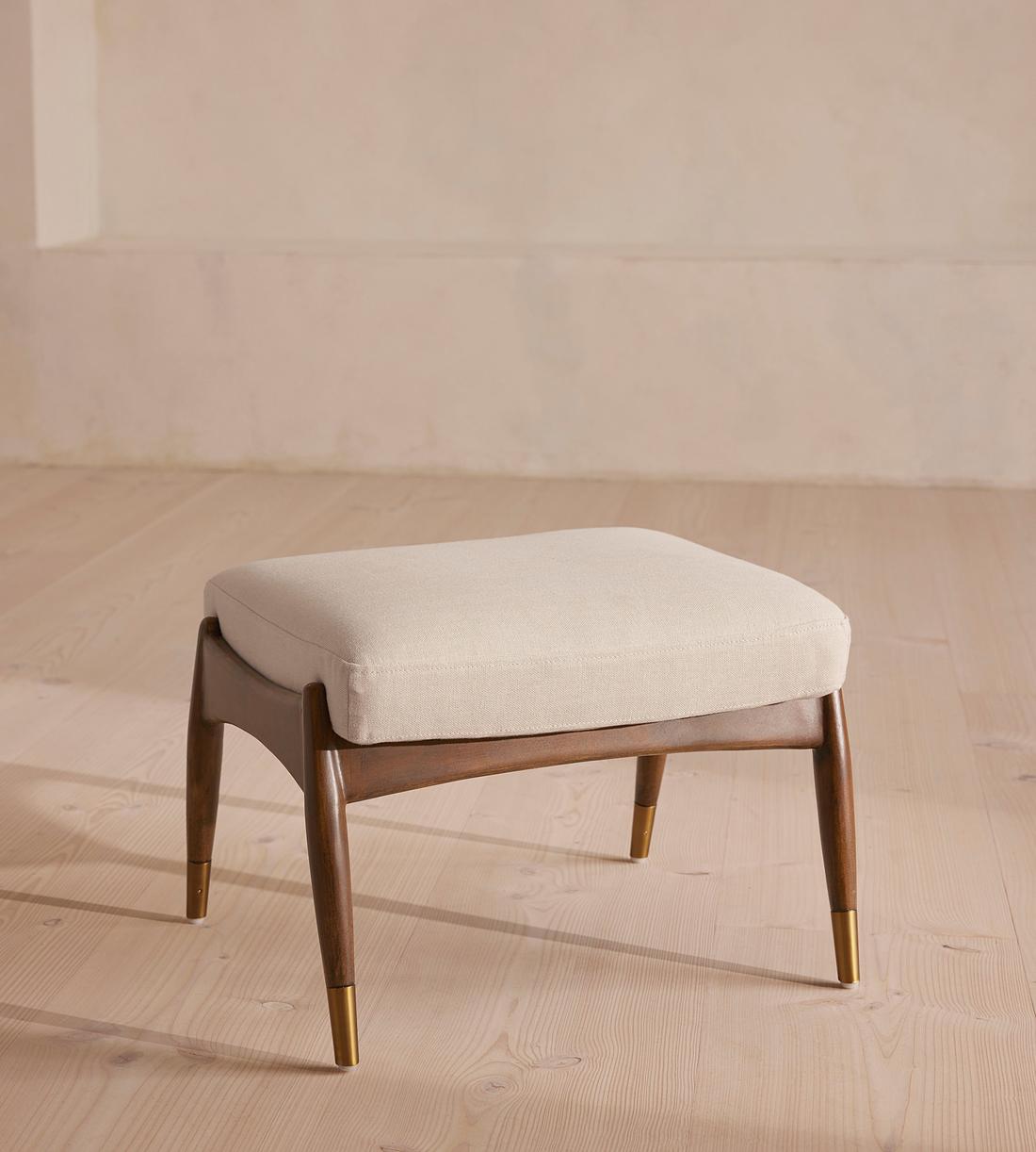 Theodore Footstool - Linen - Bisque - US - Listing - Image 1