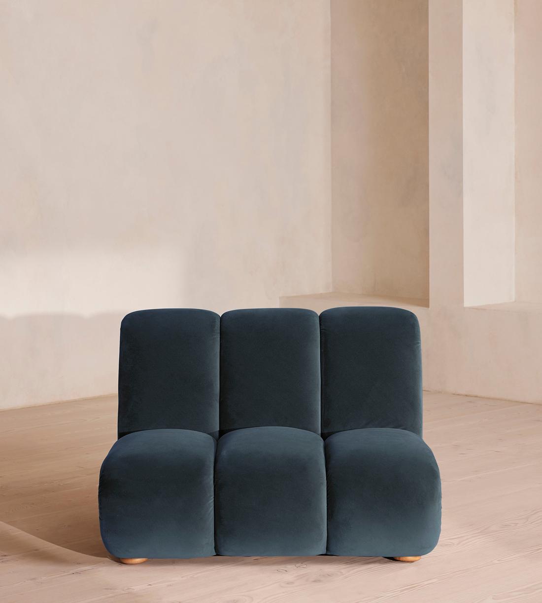 Noelle Modular Sofa - Straight Module - Velvet Grey Blue - Image 1