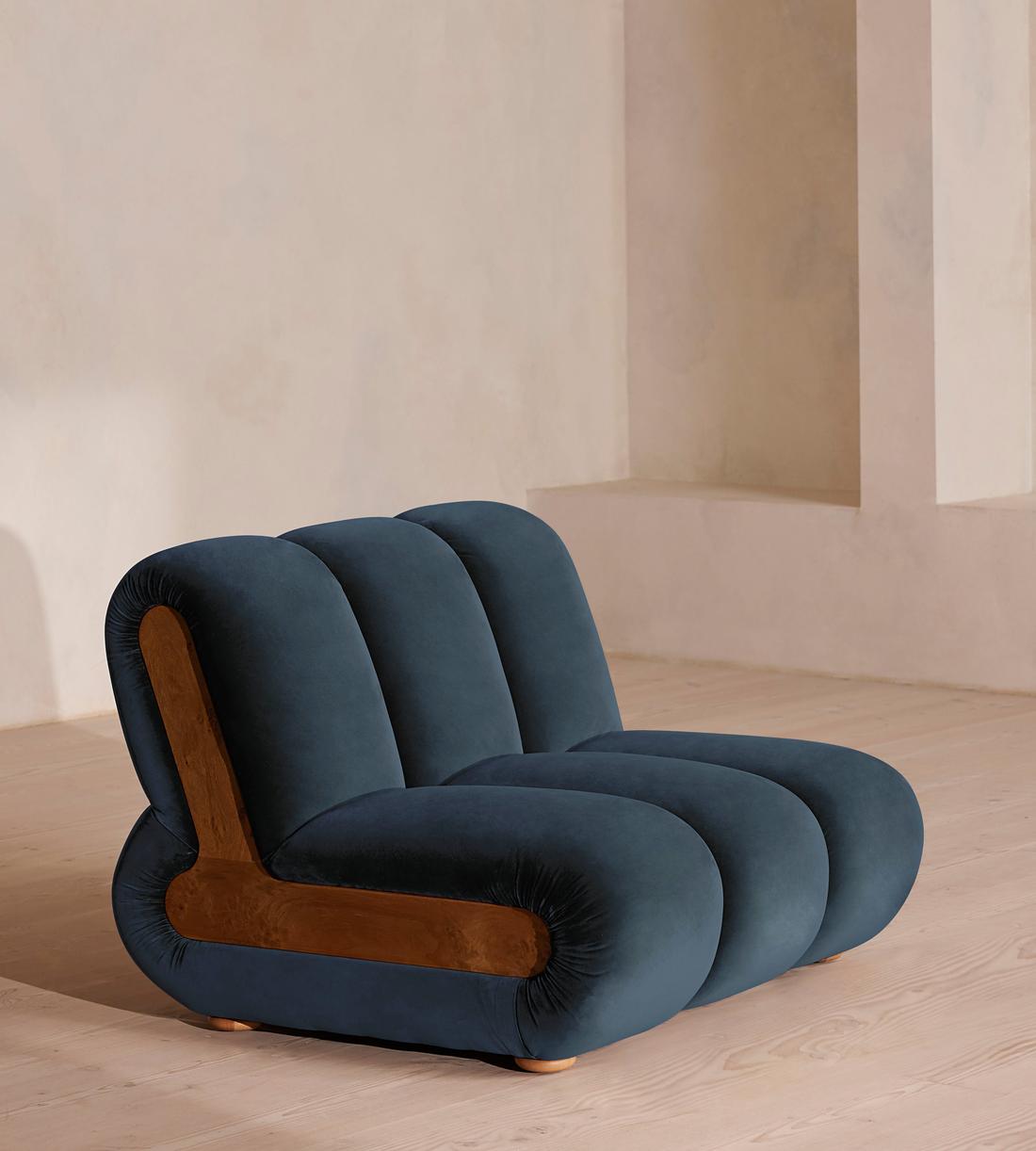 Noelle Modular Sofa - Straight Module - Velvet Grey Blue - Image 2