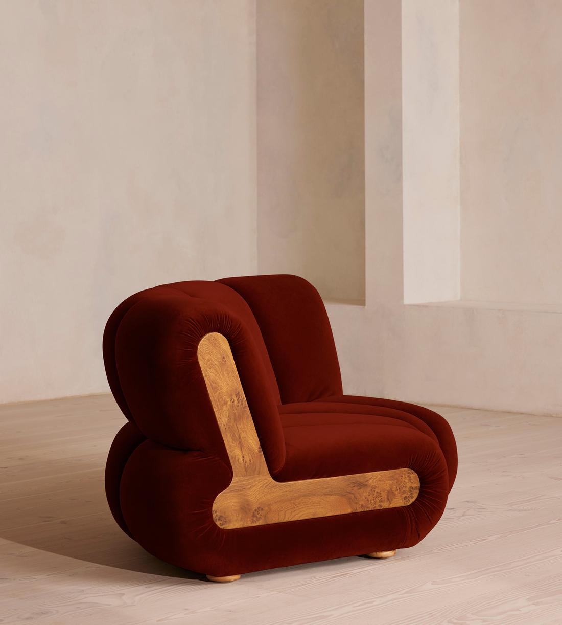 Noelle Modular Sofa - Straight Module - Velvet Rust - Image 7