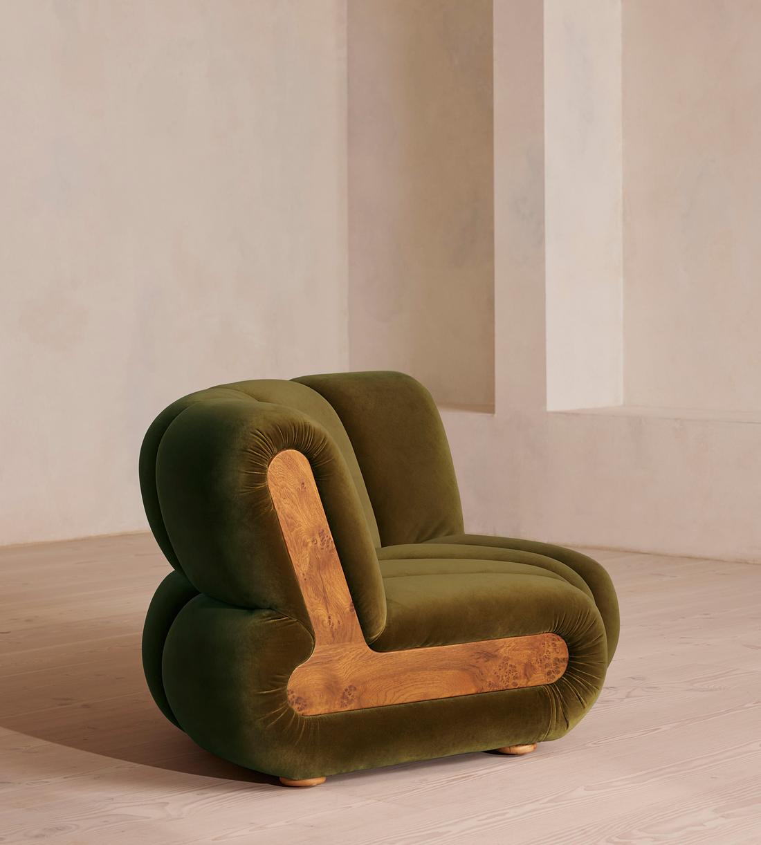 Noelle Modular Sofa - Straight Module - Velvet Olive - Image 6