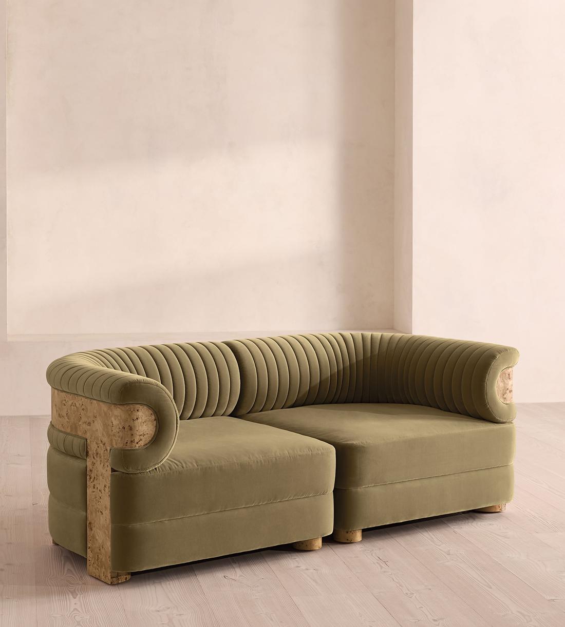 Caleb Modular Three Seater Sofa - Velvet - Lichen - Blonde Burl - Listing - Image 2