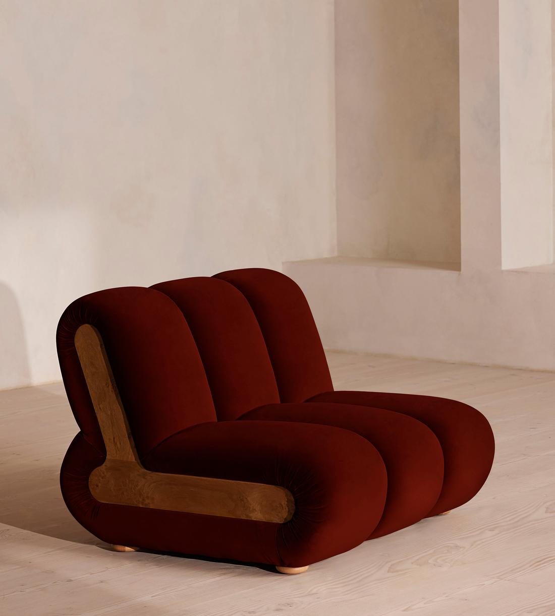 Noelle Modular Sofa - Straight Module - Velvet Rust - Image 2