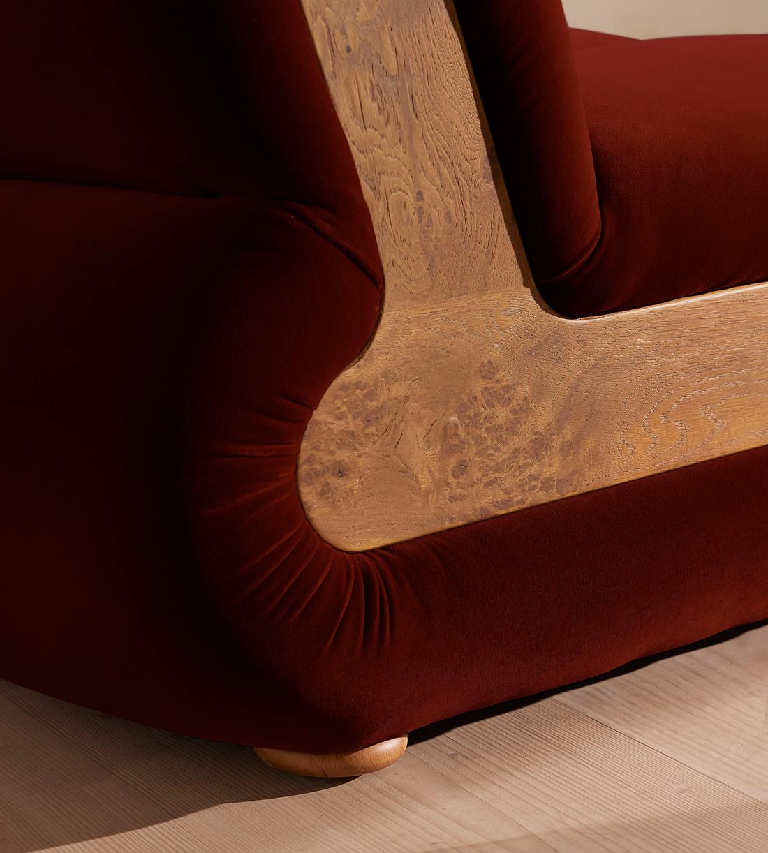 Noelle Modular Sofa - Straight Module - Velvet Rust - Image 5