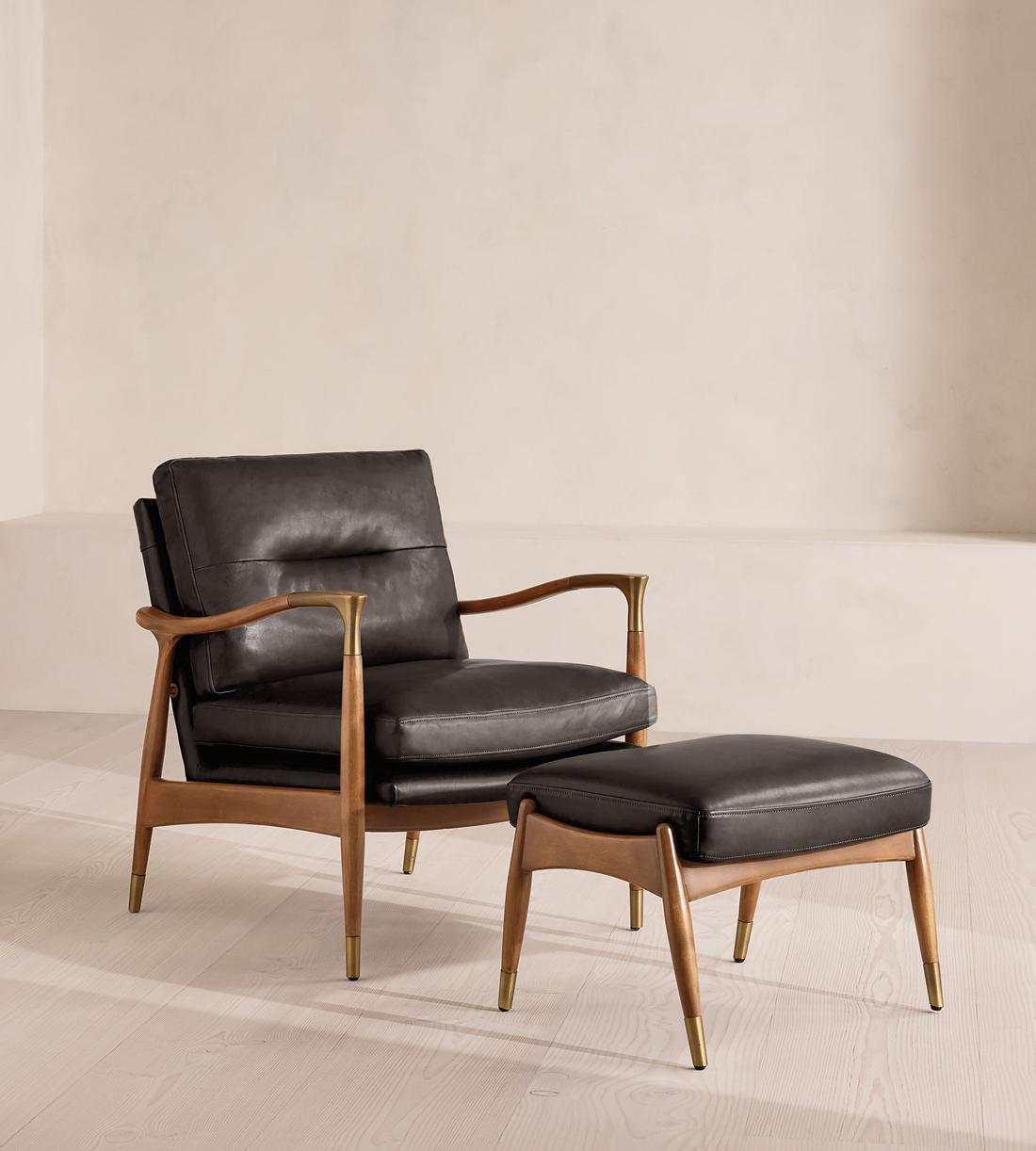 Theodore Oak Armchair - Leather Virtue Black - Images - Image 7