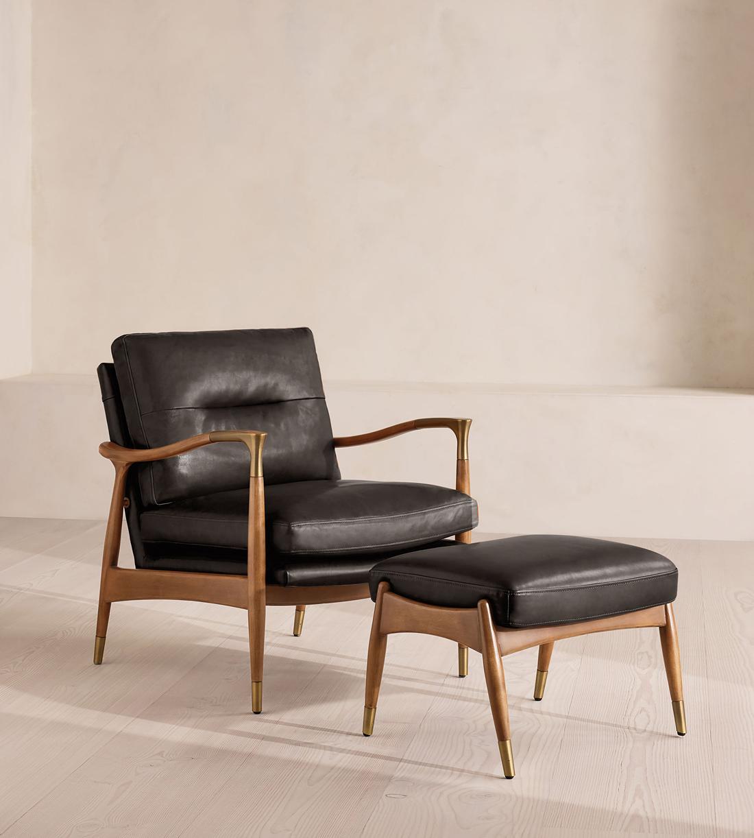 Theodore Oak Footstool Leather Virtue Black - Images - Image 6