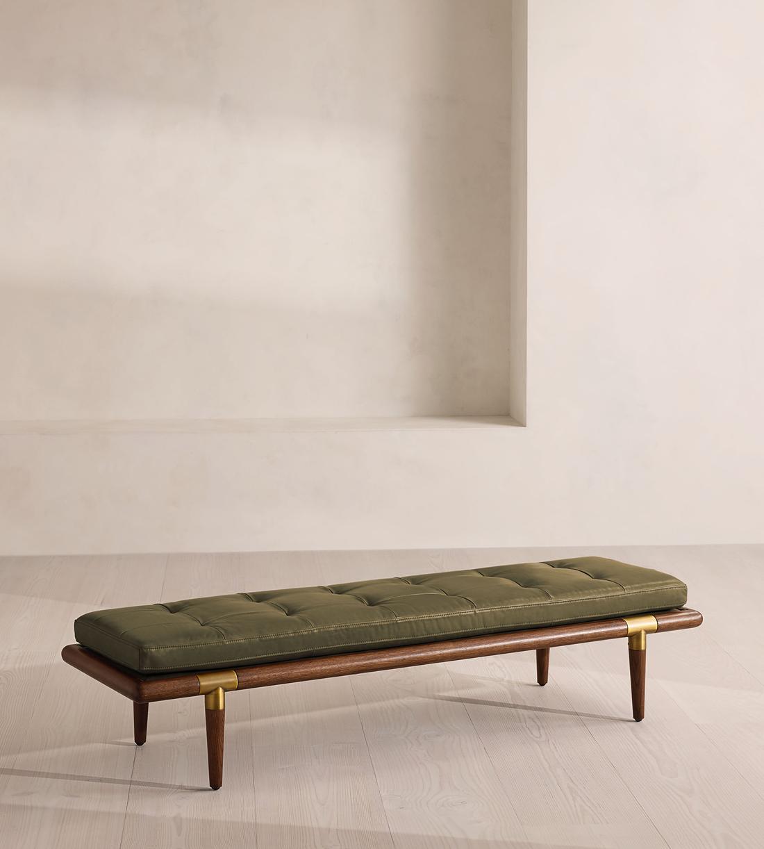 Theodore Bench - Leather - Moss - US - Listing - Image 1