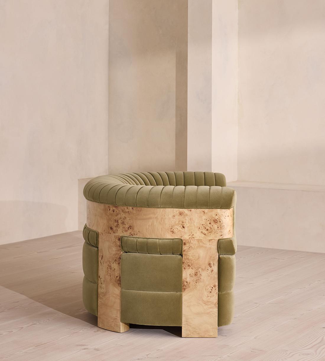 Caleb Armchair - Blonde Burl - Velvet - Lichen - UK - Images - Image 3