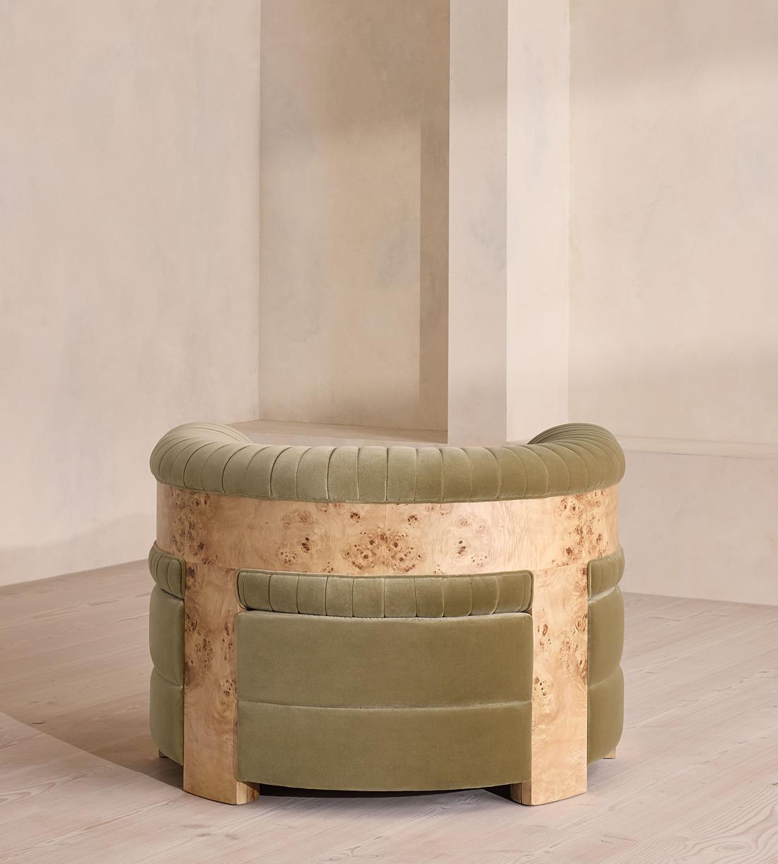 Caleb Armchair - Blonde Burl - Velvet - Lichen - US - Images - Image 4