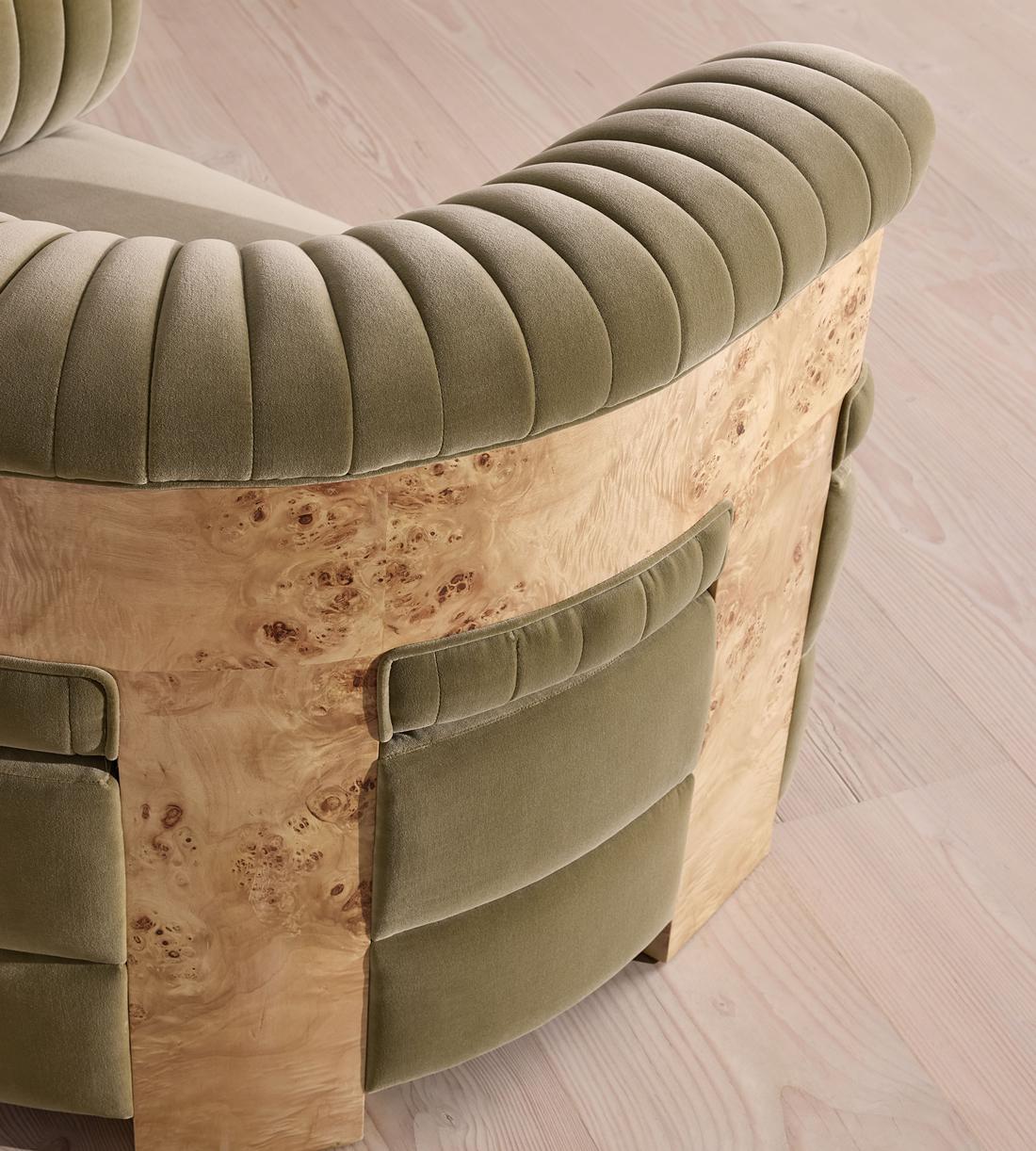 Caleb Armchair - Blonde Burl - Velvet - Lichen - US - Images - Image 5